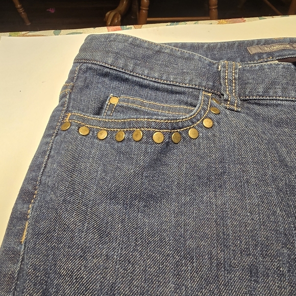 Liz Claiborne Blue Boot Cut Jeans with Gold Studs - Picture 2 of 6